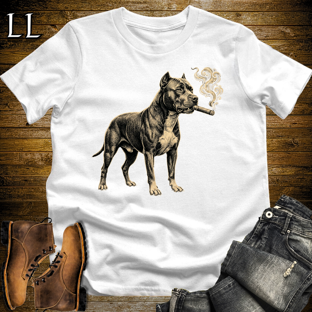 Vintage Cigar Pitbull Softstyle T Shirt White | Funny Cigar Shirt
