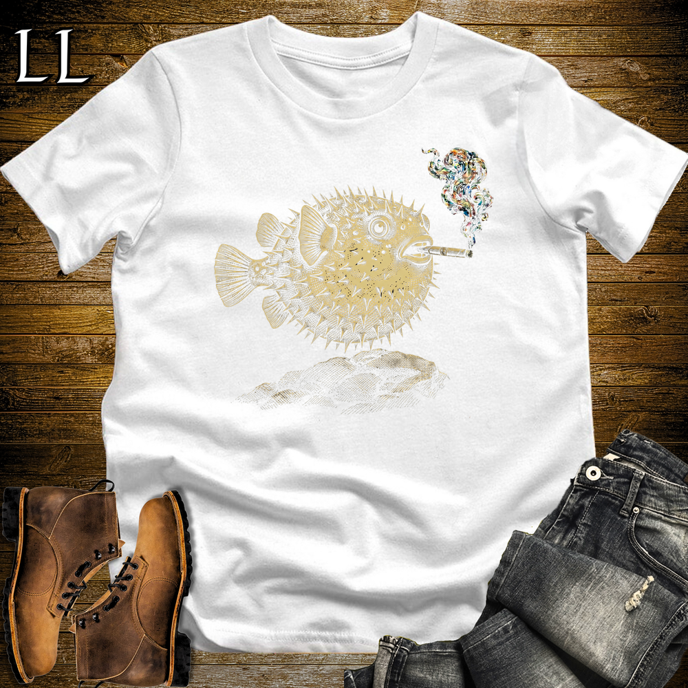 Vintage Cigar Pufferfish Softstyle T Shirt White | Funny Cigar Shirt