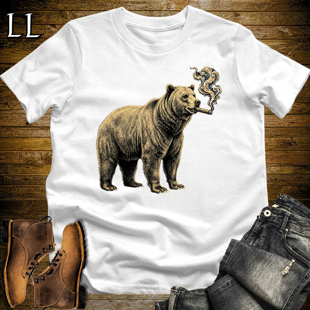 Vintage Cigar Grizzly Softstyle T Shirt White | Funny Cigar Shirt