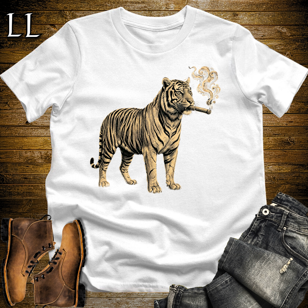 Vintage Cigar Tiger Softstyle T Shirt White | Funny Cigar Shirt