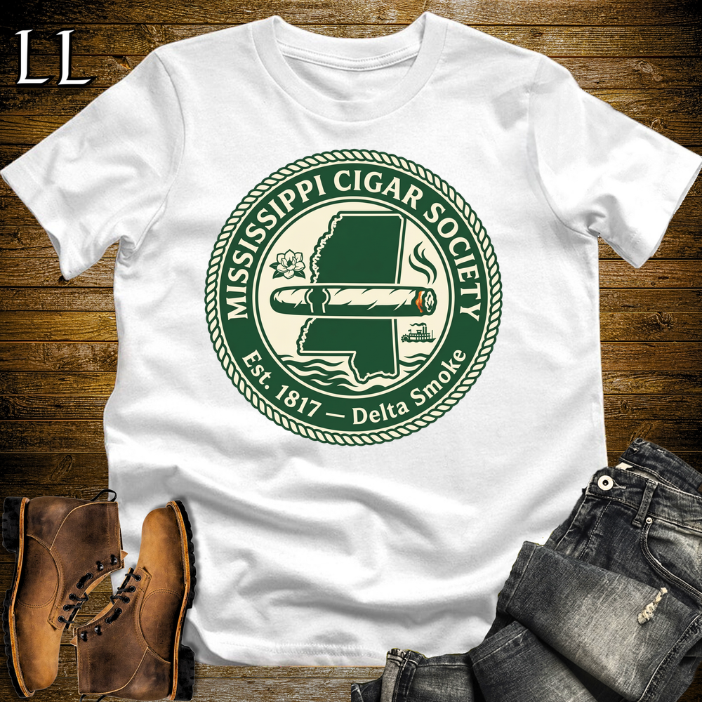 Mississippi Cigar Society Softstyle T Shirt White | Cigar Lover Gift Tee