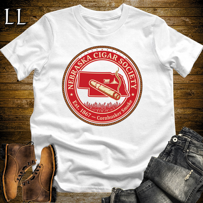 Nebraska Cigar Society Softstyle T Shirt White | Cigar Lover Gift Tee