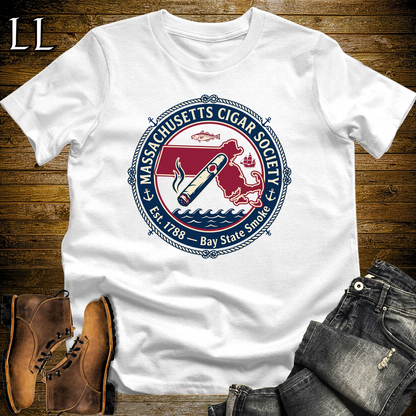 Massachusetts Cigar Society Softstyle T Shirt White | Cigar Lover Gift Tee