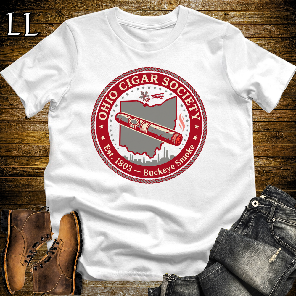 Ohio Cigar Society Softstyle T Shirt White | Cigar Lover Gift Tee