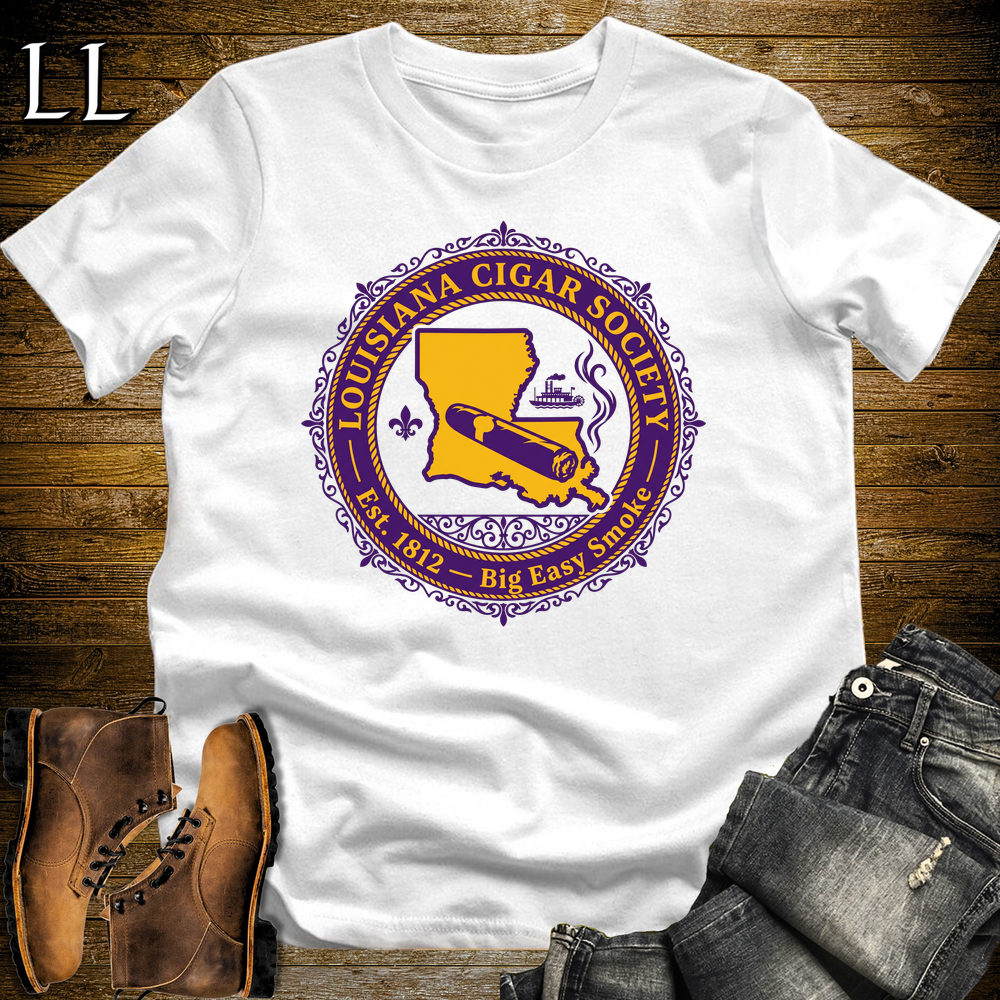 Louisiana Cigar Society Softstyle T Shirt White | Cigar Lover Gift Tee