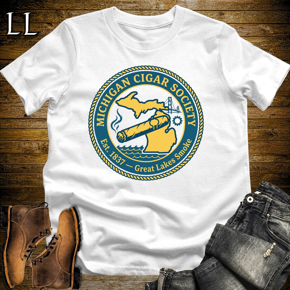 Michigan Cigar Society Softstyle T Shirt White | Cigar Lover Gift Tee