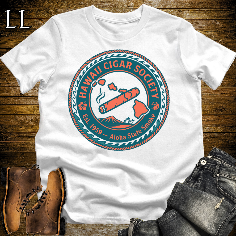 Hawaii Cigar Society Softstyle T Shirt White | Cigar Lover Gift Tee