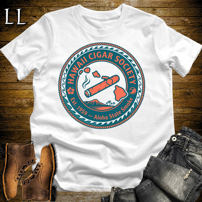 Hawaii Cigar Society Softstyle T Shirt White | Cigar Lover Gift Tee
