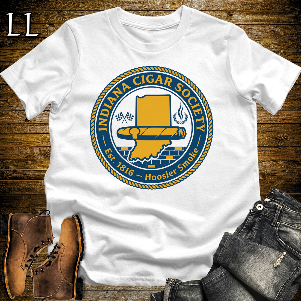 Indiana Cigar Society Softstyle T Shirt White | Cigar Lover Gift Tee