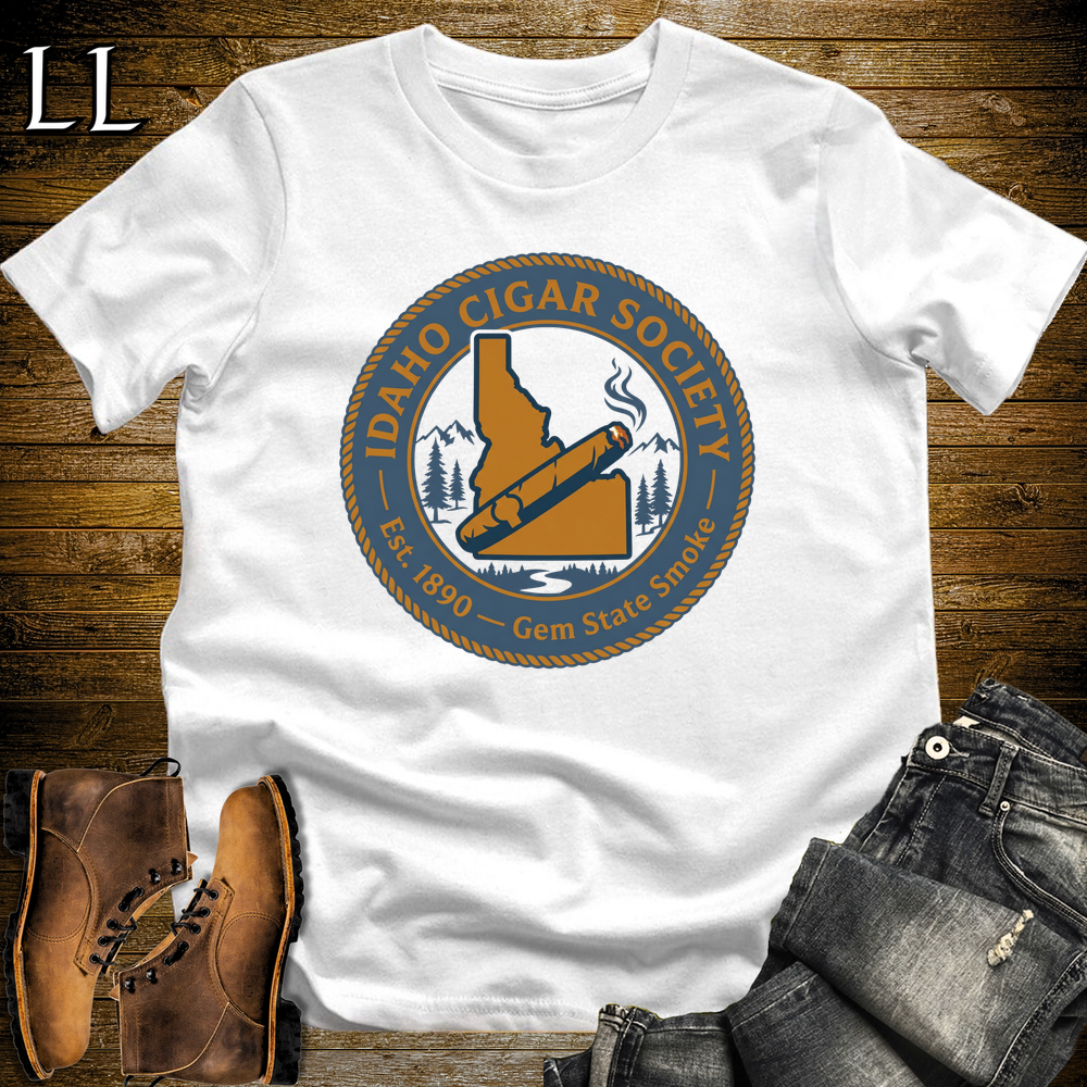 Idaho Cigar Society Softstyle T Shirt White | Cigar Lover Gift Tee