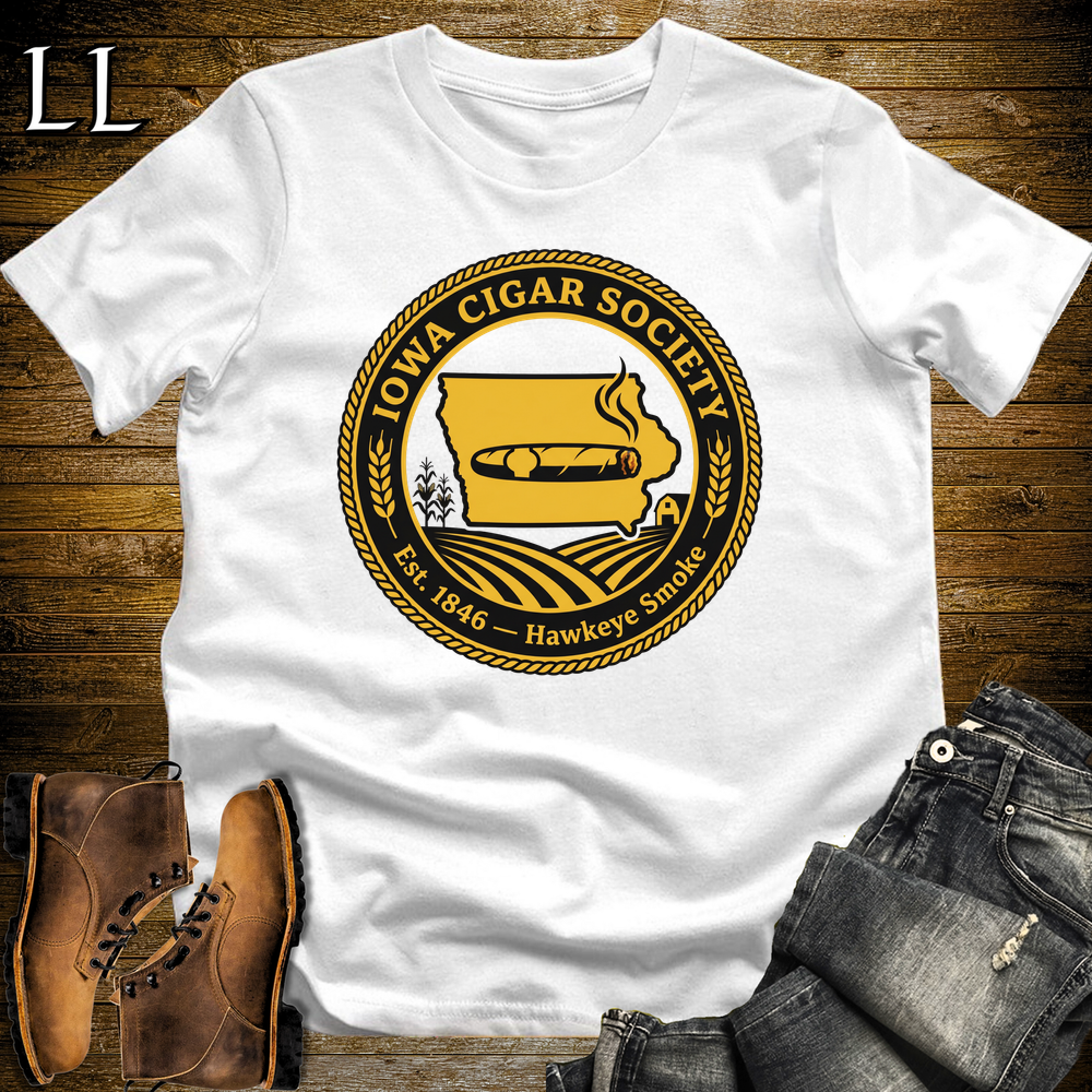 Iowa Cigar Society Softstyle T Shirt White | Cigar Lover Gift Tee