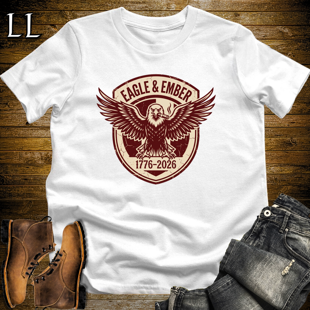 Eagle And Ember Cigars Softstyle T Shirt White | Patriotic Cigar Tee