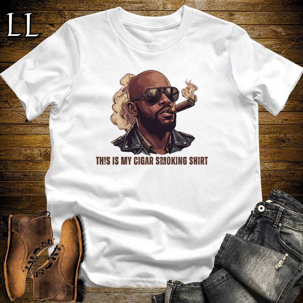 Cigar Smoking Shirt Black Jacket Softstyle T Shirt White | Cigar Boss Tee