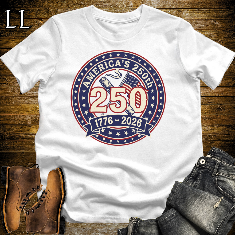 Americas 250 Cigar Badge Softstyle T Shirt White | America 250 Cigar Tee