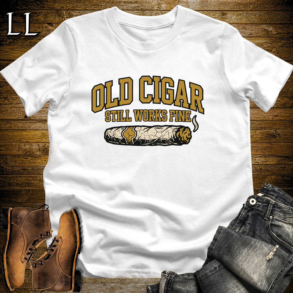 Old Cigar Still Works Fine Softstyle T Shirt White | Funny Cigar Tee