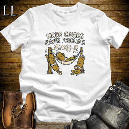 More Cigars Fewer Problems Softstyle T Shirt White | Funny Cigar Tee