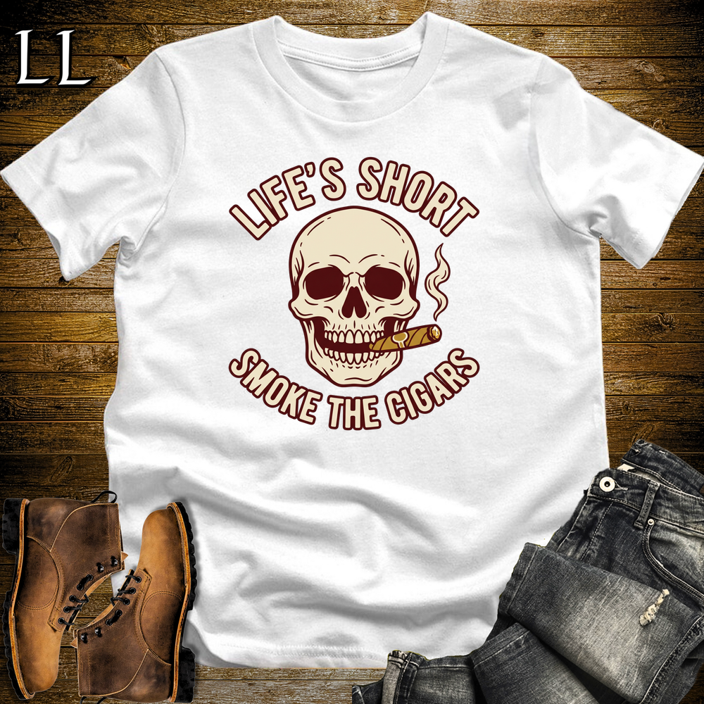 Lifes Short Smoke The Cigars Softstyle T Shirt White | Cigar Lover Tee