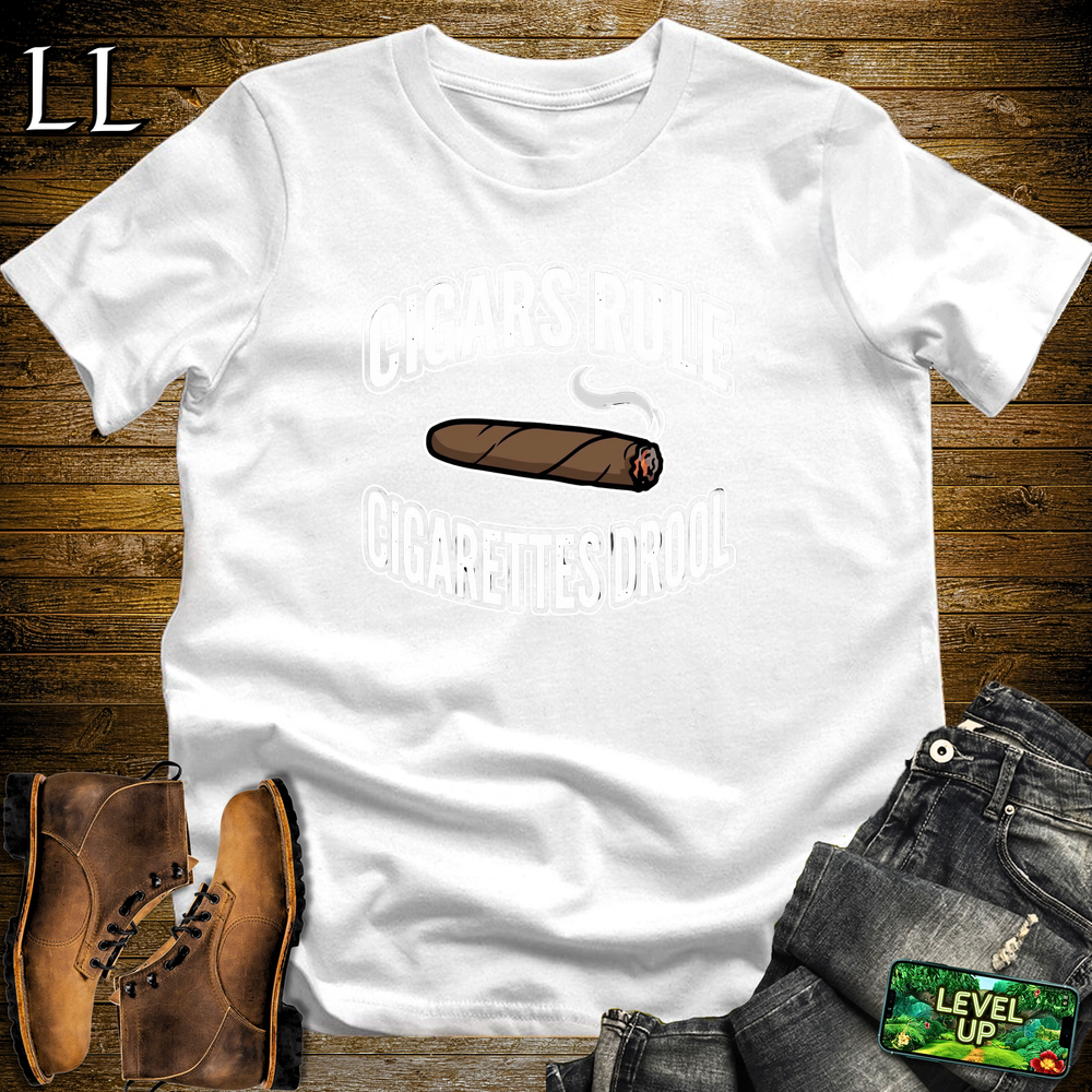 Cigars Rules Cigs Drool Softstyle T Shirt White | Funny Cigar Tee