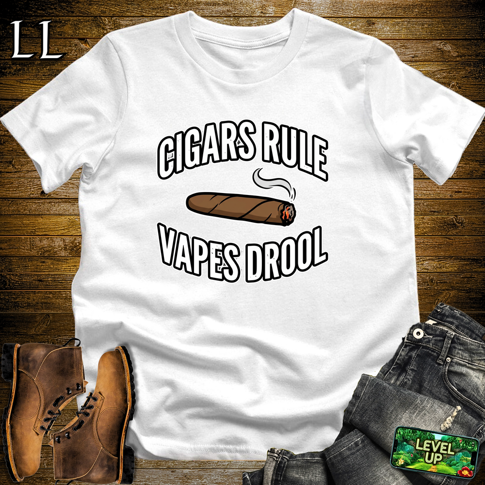 Cigars Rule Vapes Drool Softstyle T Shirt White | Funny Cigar Tee