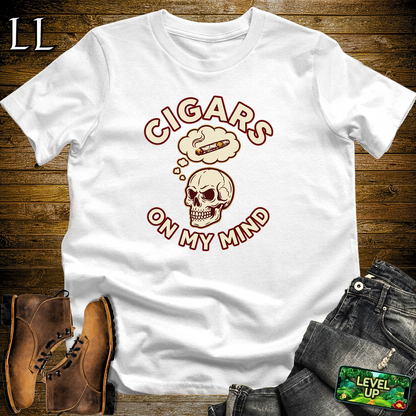 Cigars On My Mind Softstyle T Shirt White | Cigar Lover Tee