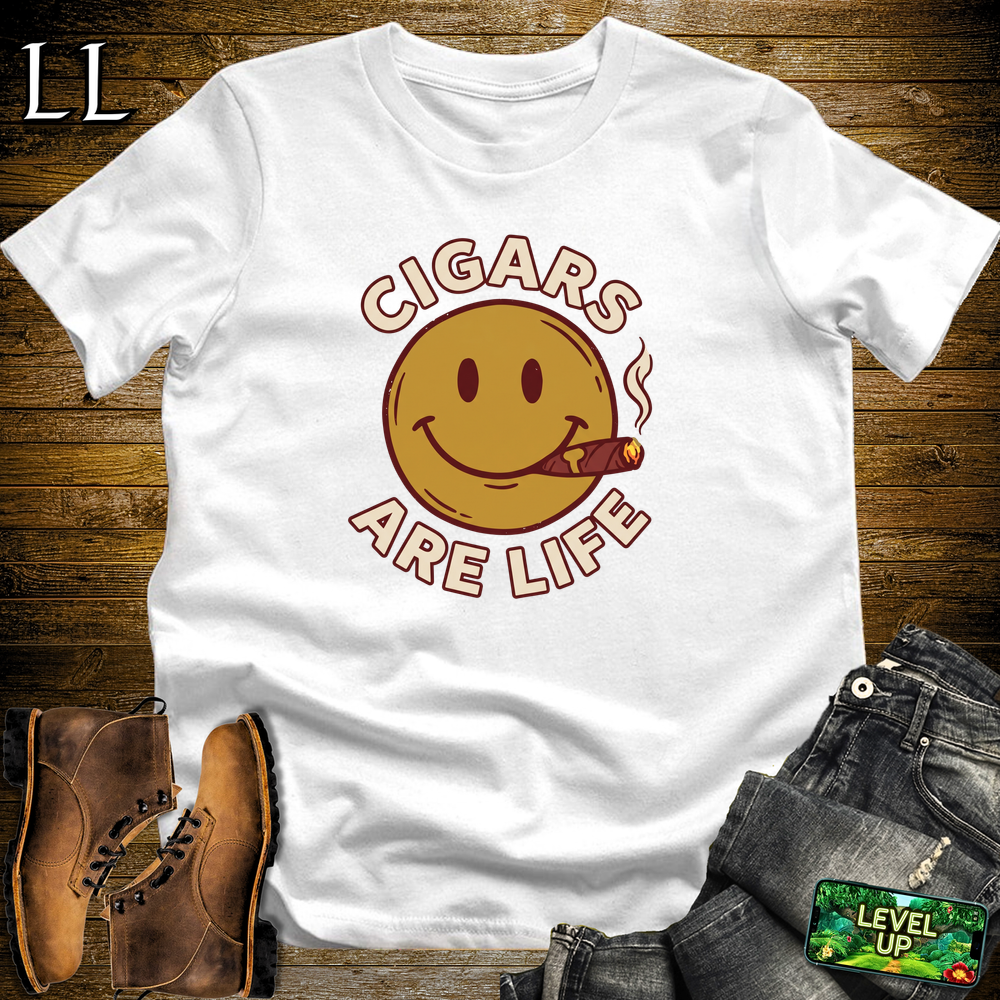 Cigars Are Life Smiley Softstyle T Shirt White | Cigar Lover Tee