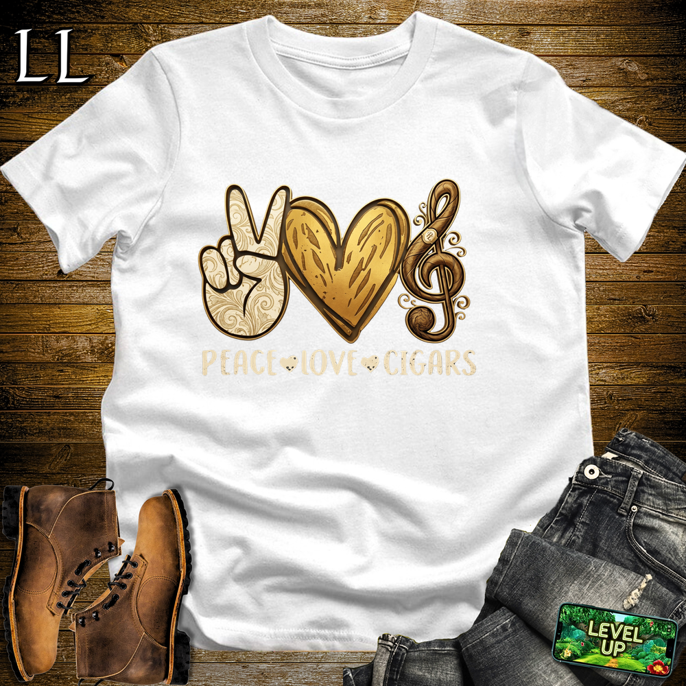 Peace Love Cigars Softstyle T Shirt White | Cigar Lover Tee