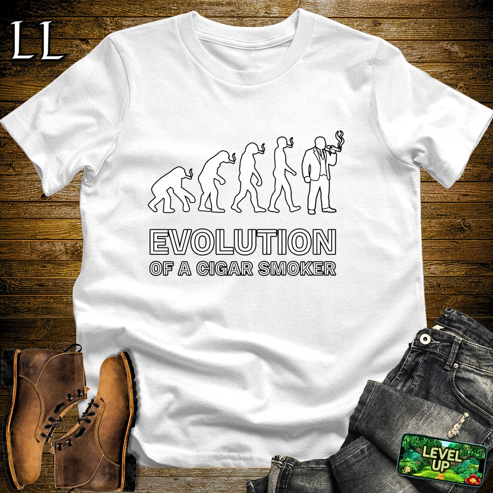 Evolution Of A Cigar Smoker Softstyle T Shirt White | Funny Cigar Tee