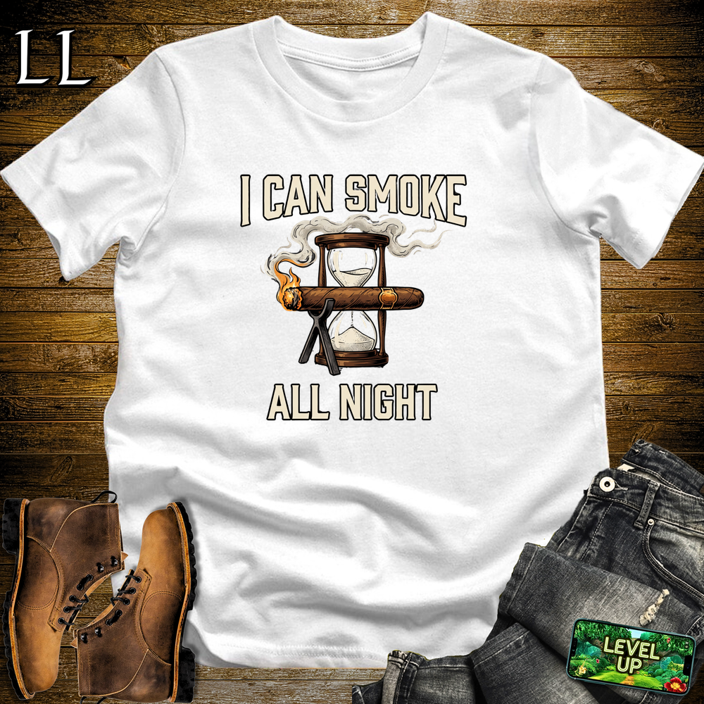I Can Smoke All Night Softstyle T Shirt White | Funny Cigar Tee