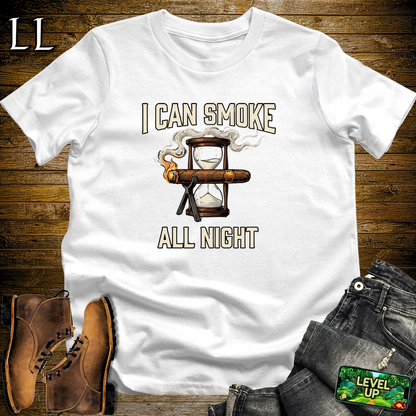 I Can Smoke All Night Softstyle T Shirt White | Funny Cigar Tee