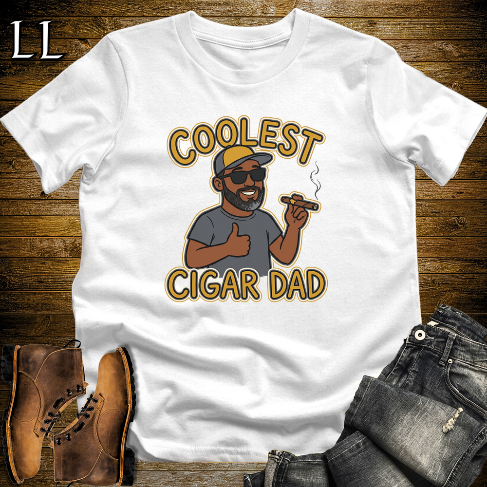 Coolest Cigar Dad Softstyle T Shirt White | Cigar Dad Gift Tee