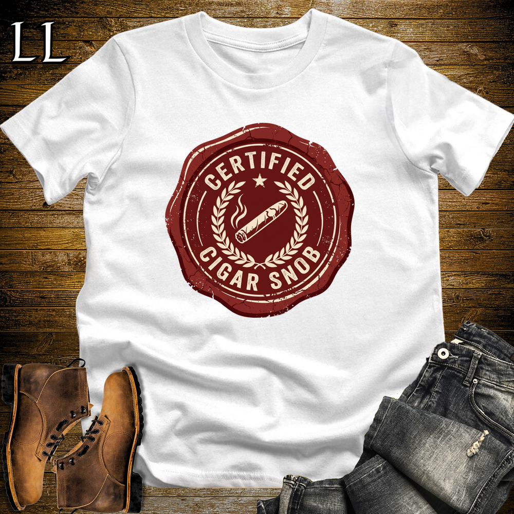 Certified Cigar Snob Softstyle T Shirt White | Funny Cigar Tee