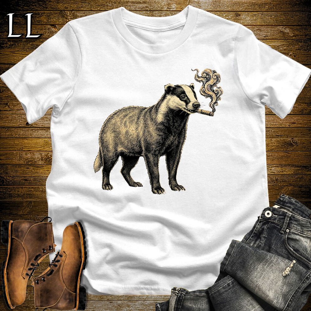 Vintage Cigar Badger Softstyle T Shirt White | Cigar Badger Tee