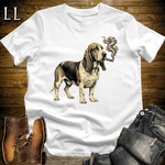 Vintage Cigar Basset Hound Softstyle T Shirt White | Cigar Basset Hound Tee