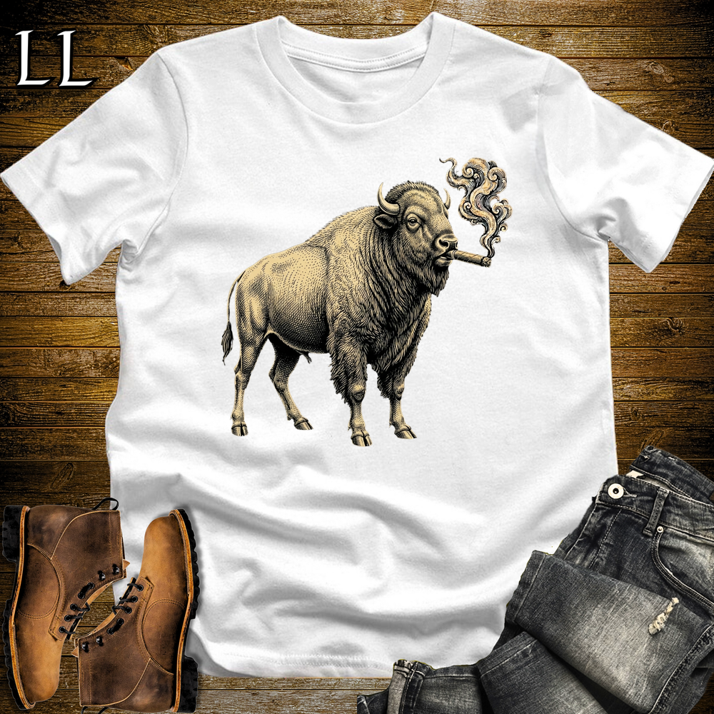 Vintage Cigar Bison Softstyle T Shirt White | Cigar Bison Tee