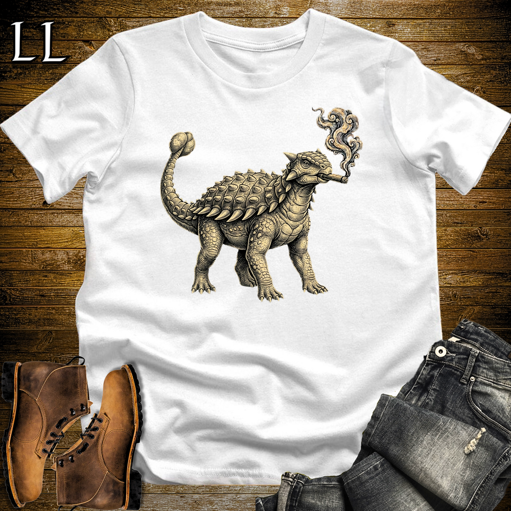 Vintage Cigar Ankylosaurus Softstyle T Shirt White | Cigar Ankylosaurus Tee
