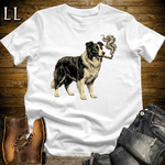 Vintage Cigar Border Collie Softstyle T Shirt White | Cigar Border Collie Tee