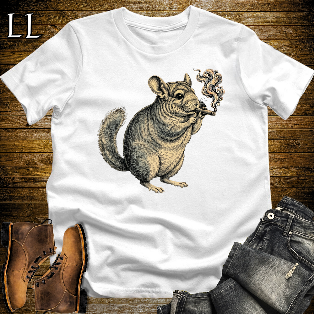 Vintage Cigar Chinchilla Softstyle T Shirt White | Cigar Chinchilla Graphic Tee