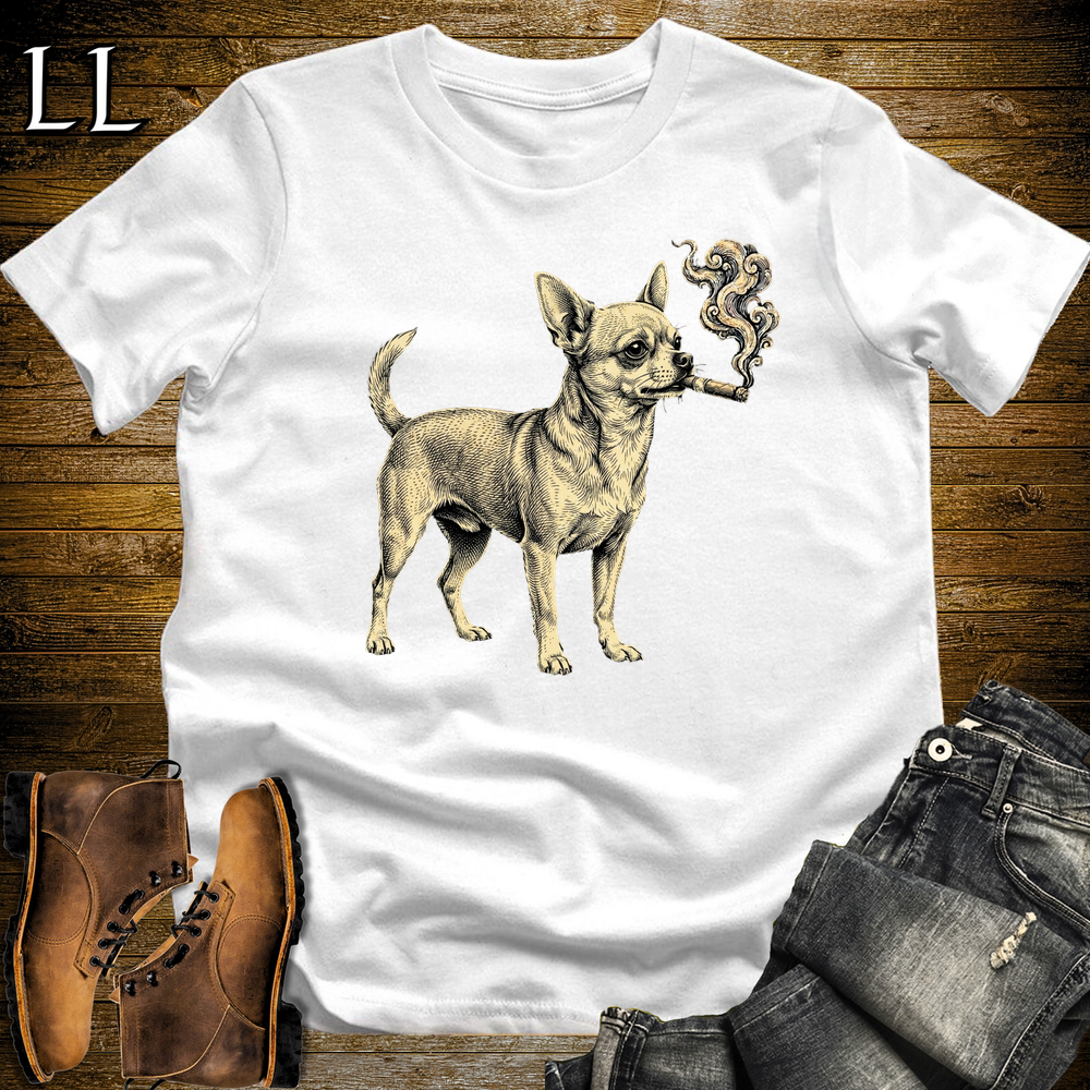 Vintage Cigar Chihuahua Softstyle T Shirt White | Funny Dog Lover Cigar Tee
