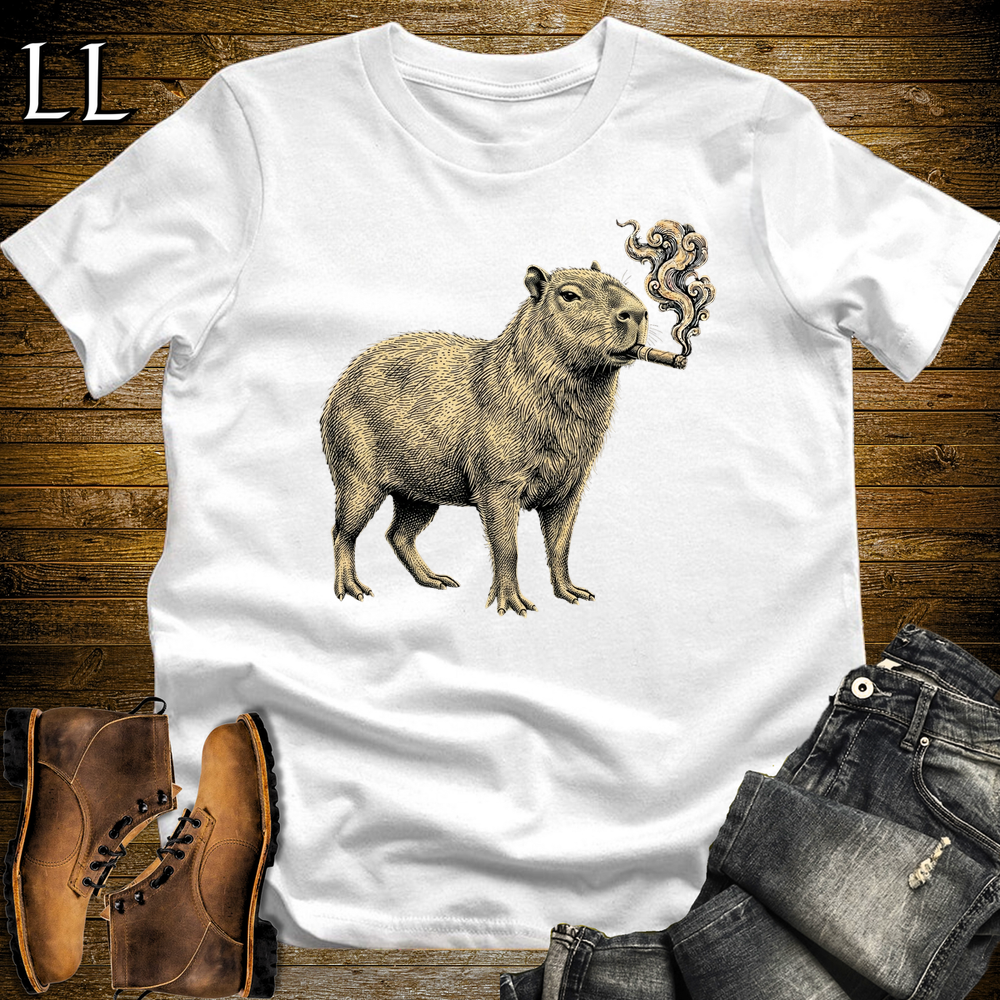 Vintage Cigar Capybara Softstyle T Shirt White | Vintage Cigar Lover Tee