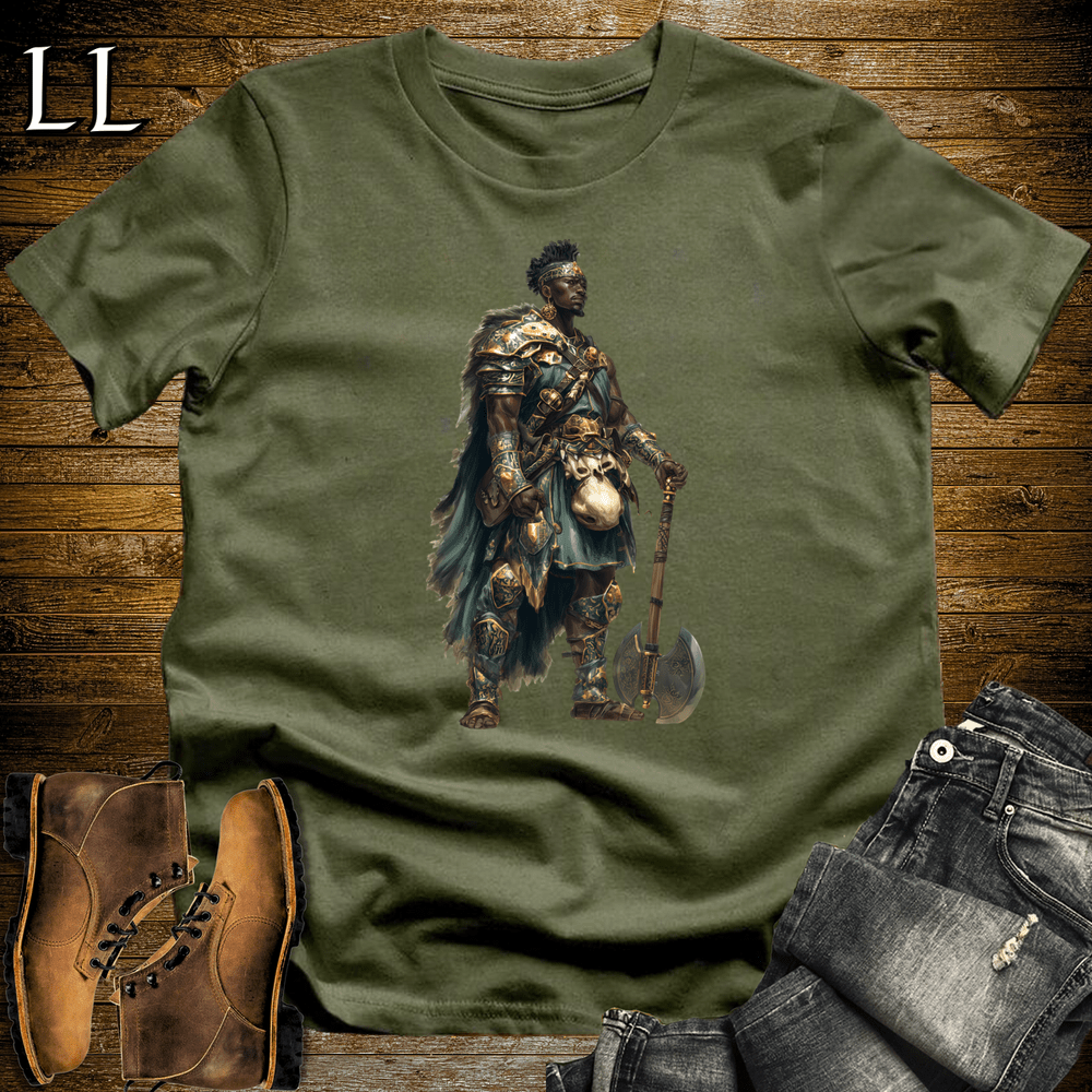 African Axe Warrior King Military Green | African Warrior Tee
