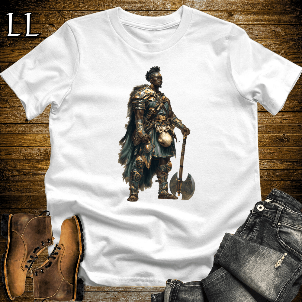African Axe Warrior King White | African Warrior Tee