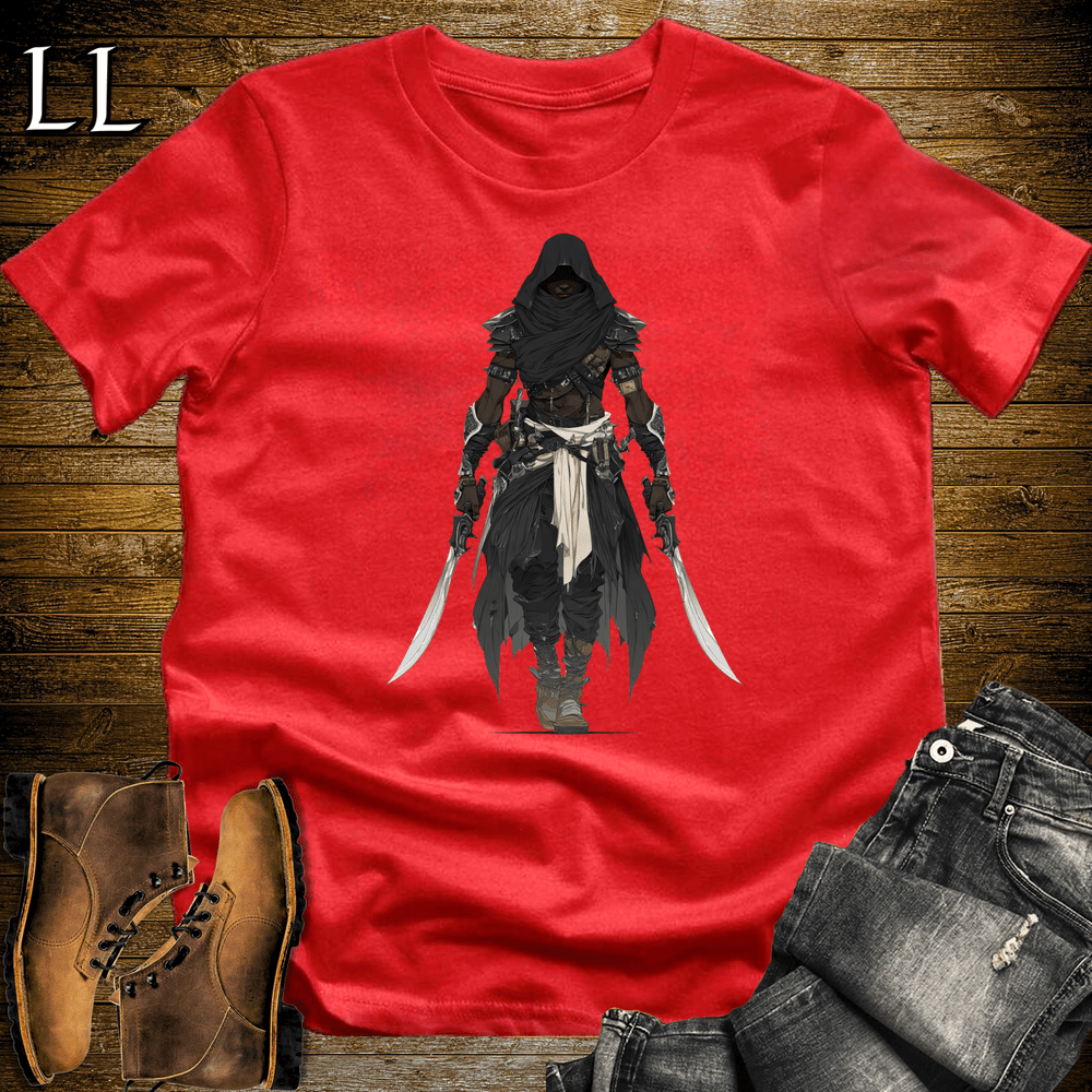 African Black Hood Assassin Softstyle Tee Red | African Warrior Tee