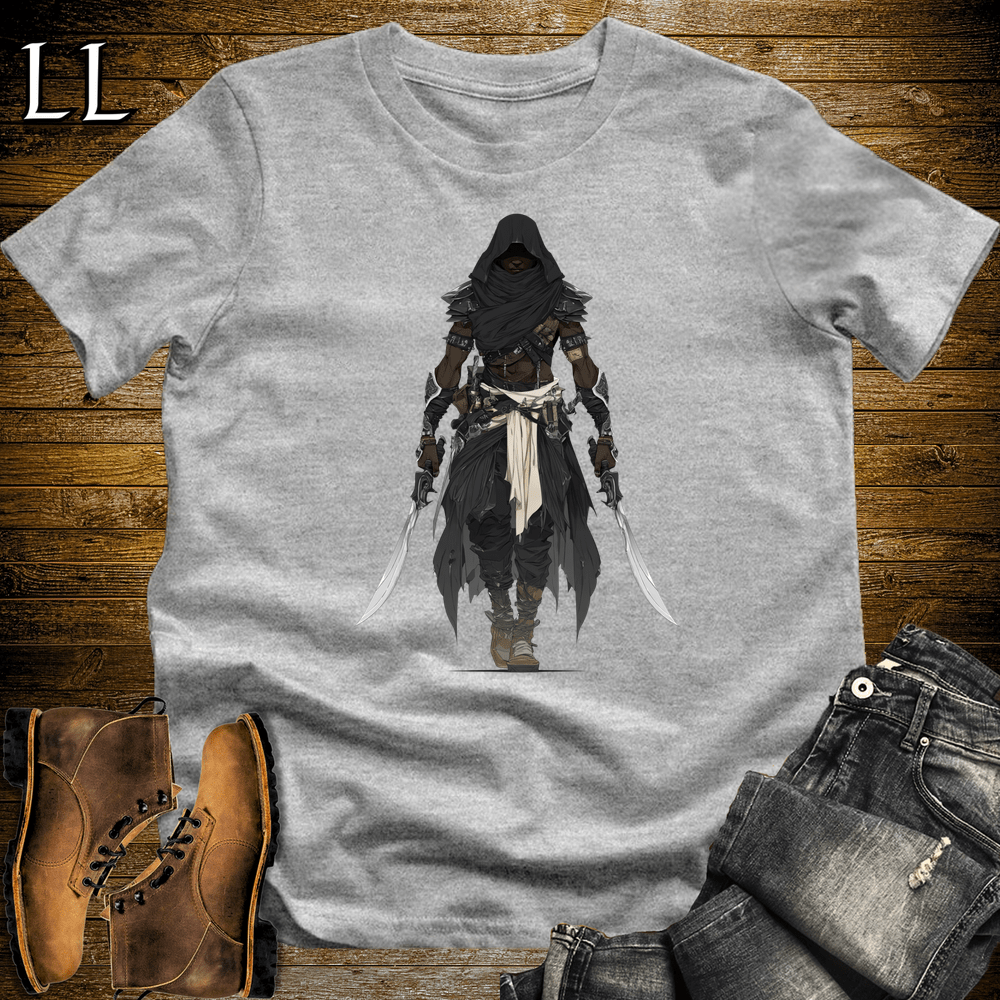 African Black Hood Assassin Softstyle Tee Sport Grey | African Warrior Tee
