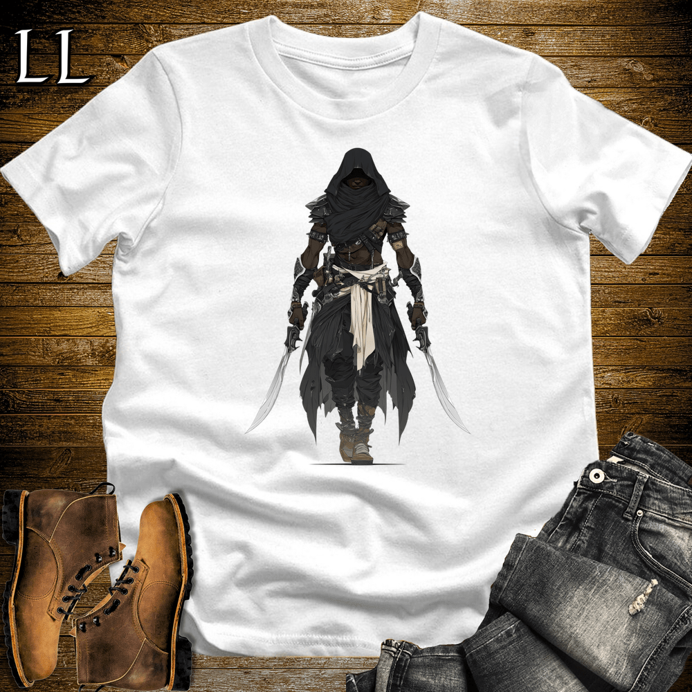 African Black Hood Assassin Softstyle Tee White | African Warrior Tee