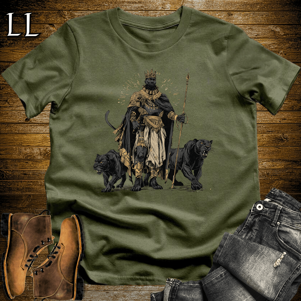 African Black Panther King Softstyle Tee Military Green | African Warrior Tee