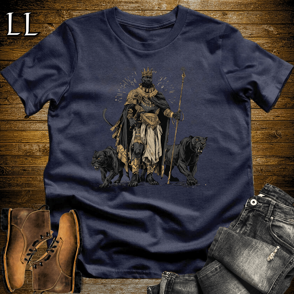 African Black Panther King Softstyle Tee Navy | African Warrior Tee