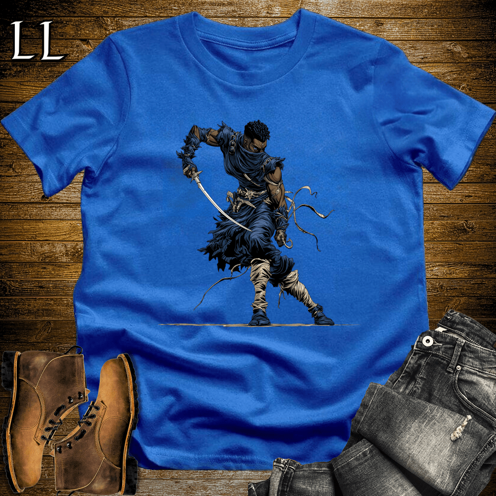 African Blue Mask Assassin Softstyle Tee Royal | African Warrior Tee