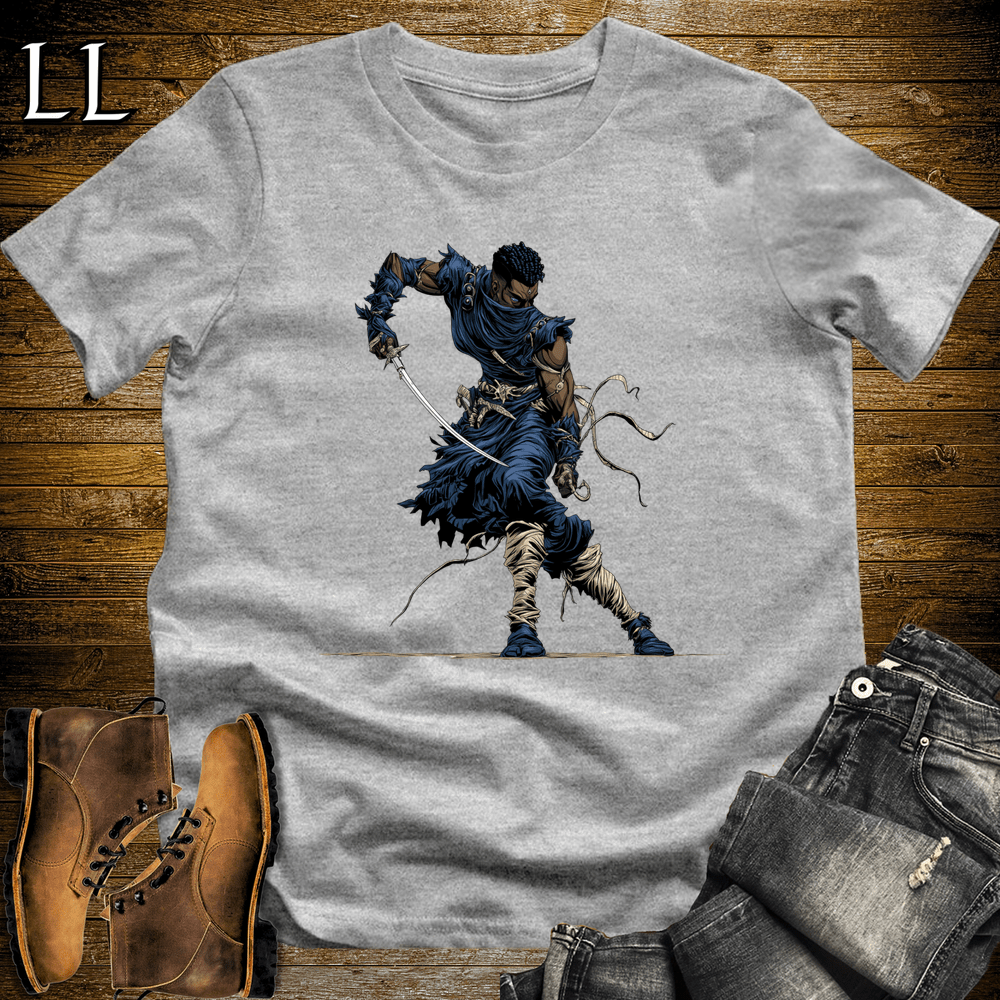 African Blue Mask Assassin Softstyle Tee Sport Grey | African Warrior Tee