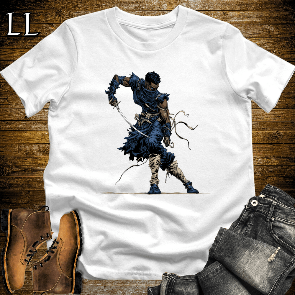 African Blue Mask Assassin Softstyle Tee White | African Warrior Tee