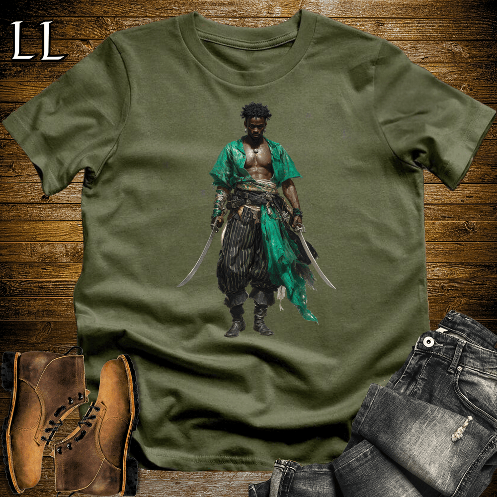 African Emerald Pirate Military Green | Pirate Tee